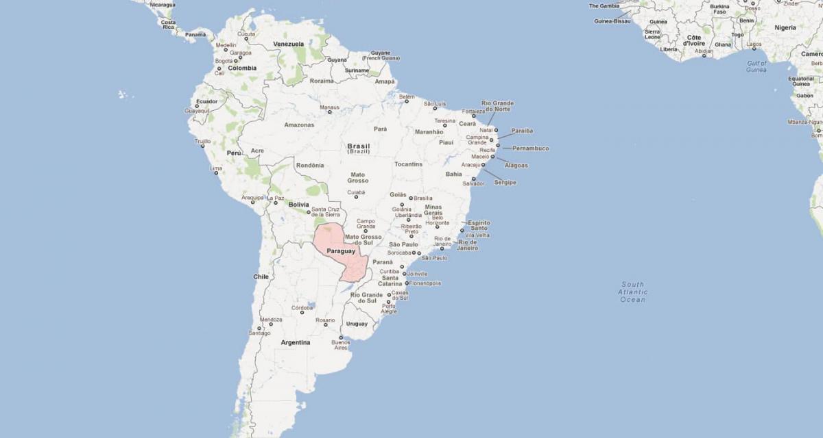 Mapa Paraguaj južná amerika