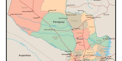 Mapa Paraguaj s mestá