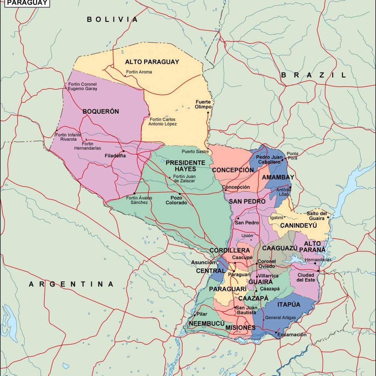 Mapa politických Paraguaj