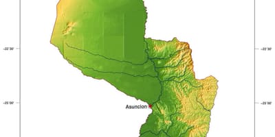 Mapa fyzickej Paraguaj