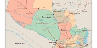 Mapa Paraguaj s mestá